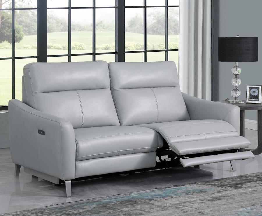 (image for) Derek Upholstered Power Reclining Sofa Light Grey