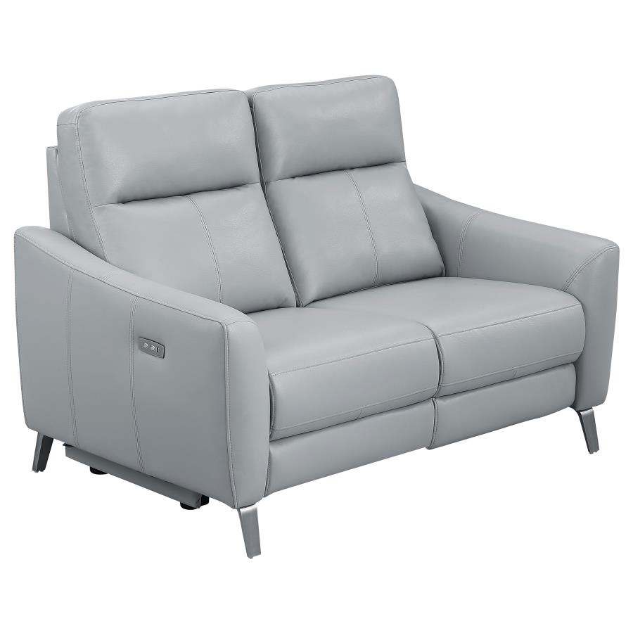 (image for) Derek Upholstered Power Reclining Loveseat Light Grey