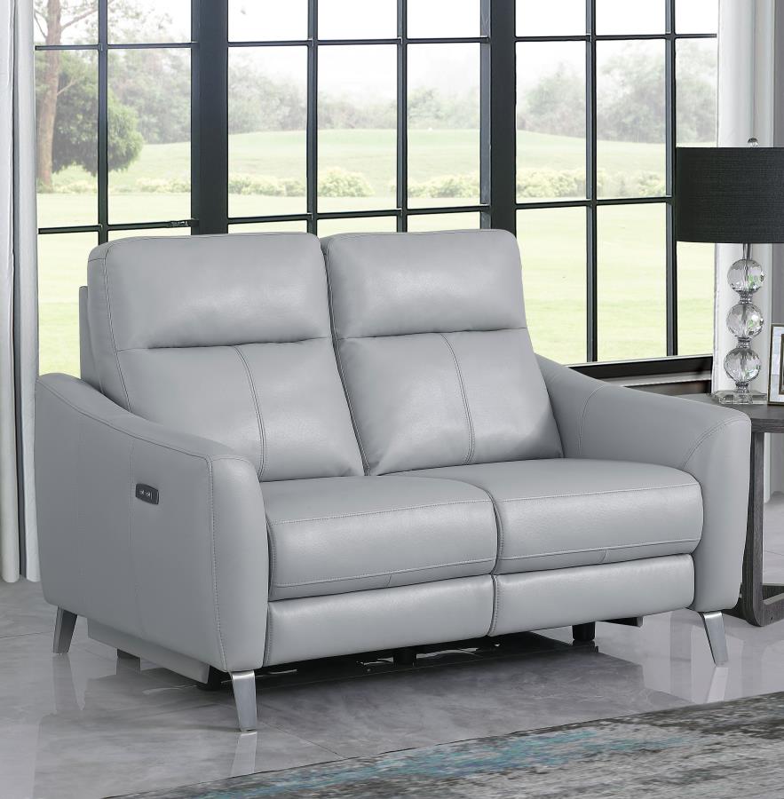 (image for) Derek Upholstered Power Reclining Loveseat Light Grey