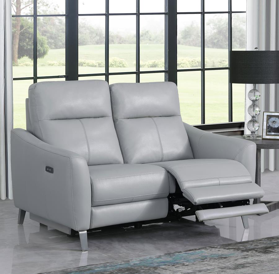 (image for) Derek Upholstered Power Reclining Loveseat Light Grey