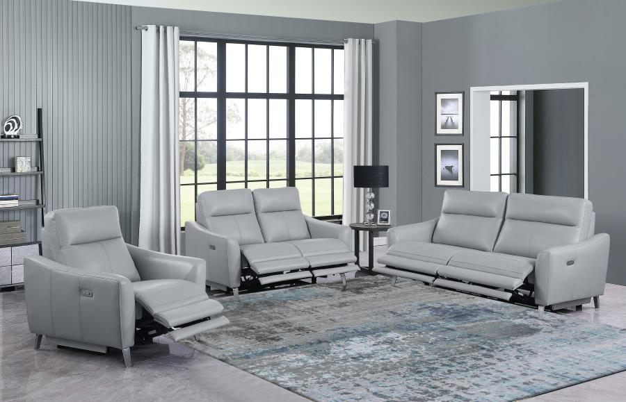 (image for) Derek Upholstered Power Reclining Loveseat Light Grey