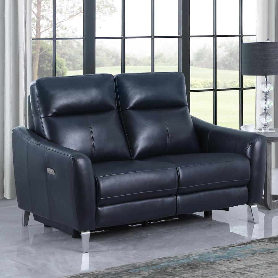 (image for) Derek Upholstered Power Reclining Loveseat Blue