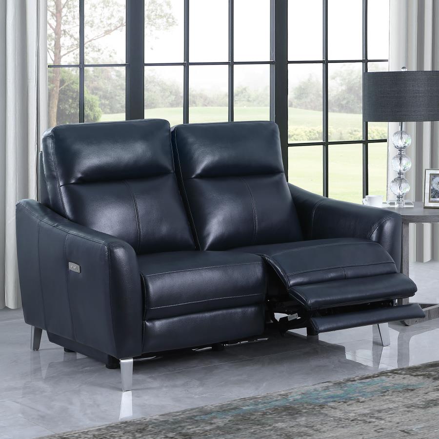 (image for) Derek Upholstered Power Reclining Loveseat Blue