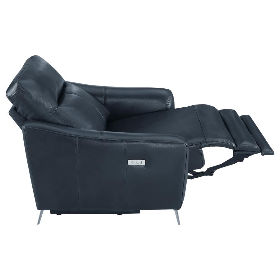 (image for) Derek Upholstered Power Recliner Blue