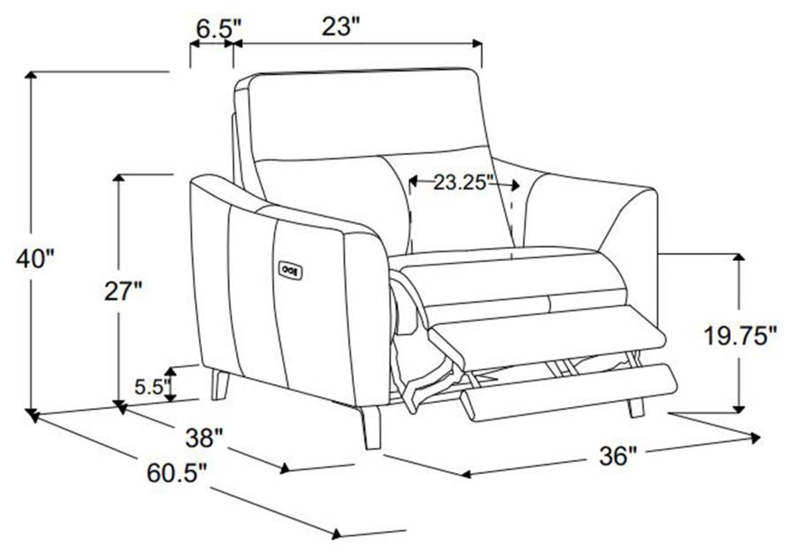 (image for) Derek Upholstered Power Recliner Blue