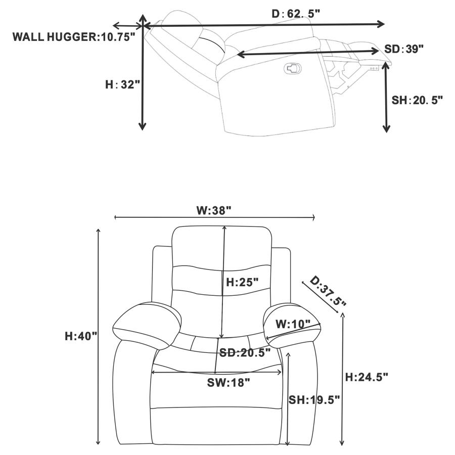 (image for) Nova 3-piece Upholstered Padded Arm Sofa Set Dark Grey