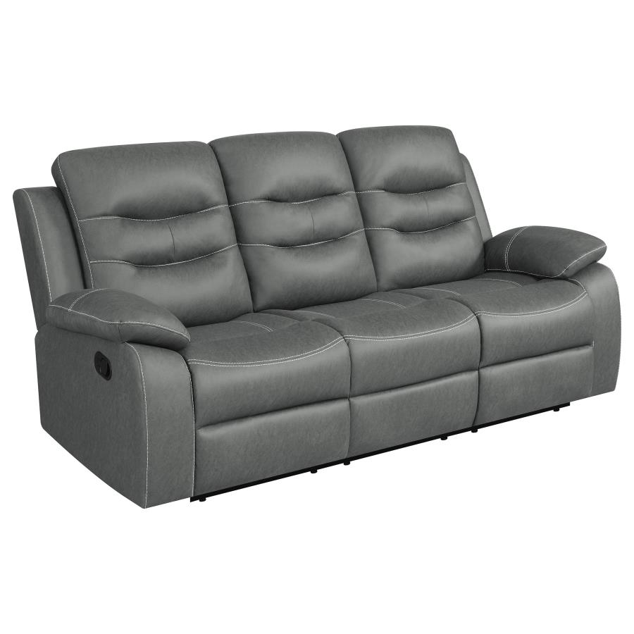 (image for) Nova Upholstered Padded Arm Reclining Sofa Dark Grey