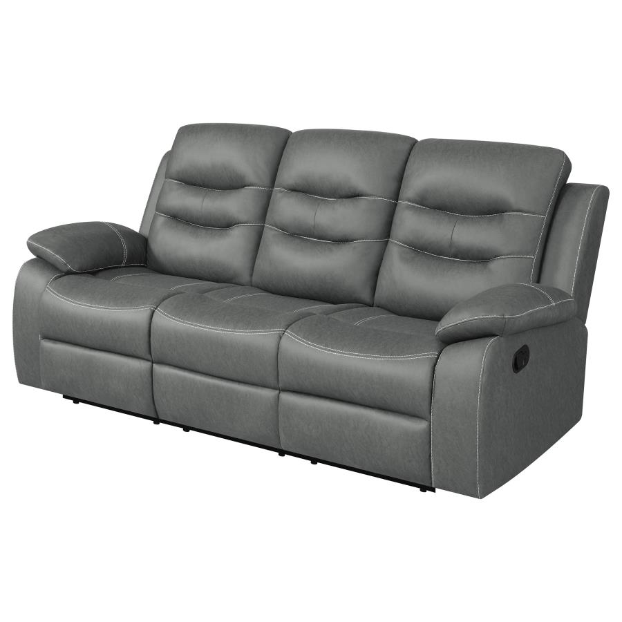 (image for) Nova Upholstered Padded Arm Reclining Sofa Dark Grey