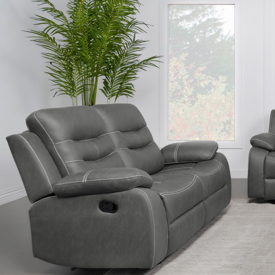 (image for) Nova Upholstered Padded Arm Reclining Loveseat Dark Grey