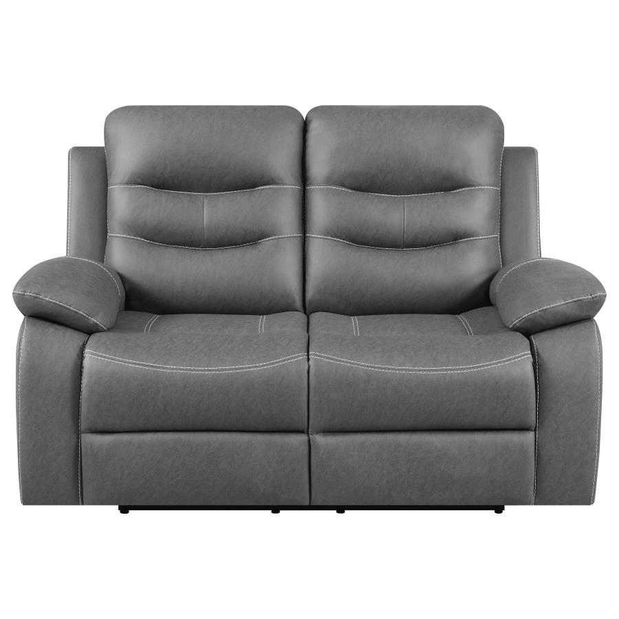 (image for) Nova Upholstered Padded Arm Reclining Loveseat Dark Grey