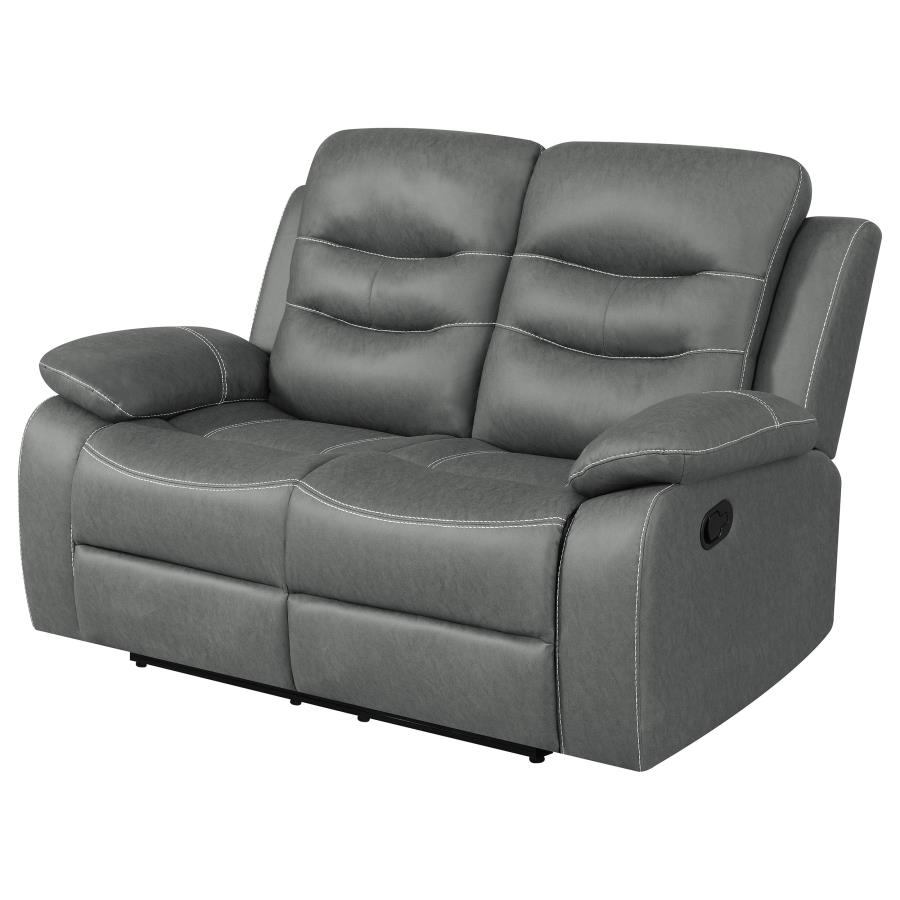 (image for) Nova Upholstered Padded Arm Reclining Loveseat Dark Grey