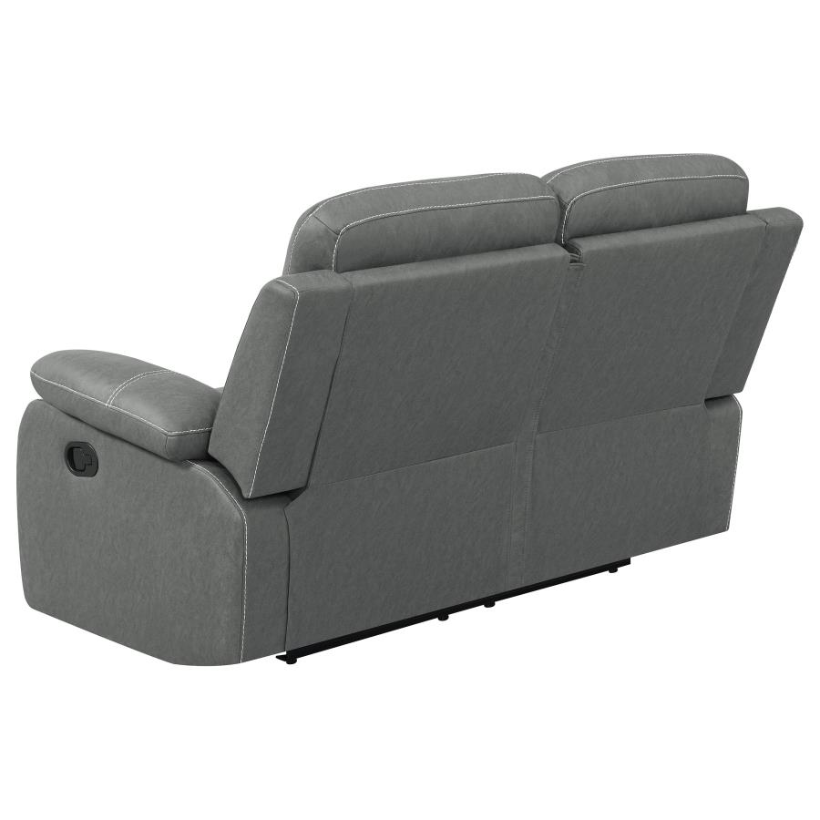 (image for) Nova Upholstered Padded Arm Reclining Loveseat Dark Grey