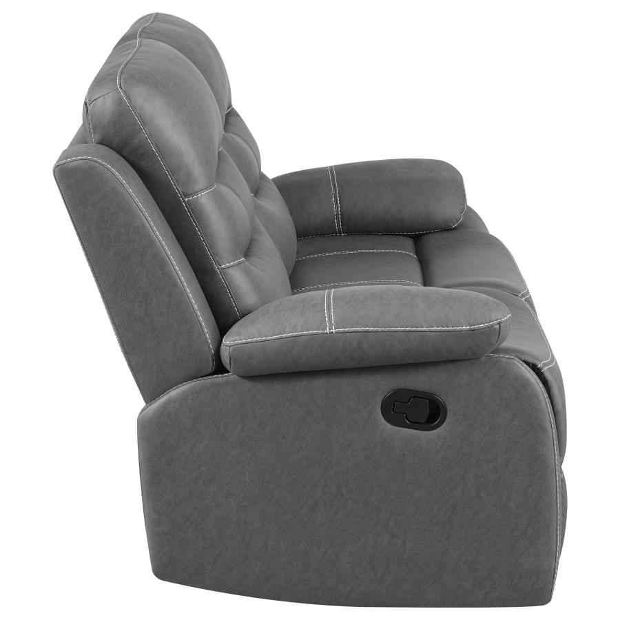 (image for) Nova Upholstered Padded Arm Reclining Loveseat Dark Grey