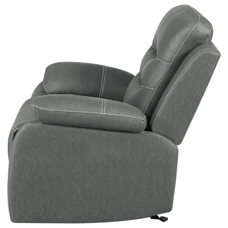 (image for) Nova Upholstered Padded Arm Glider Recliner Dark Grey