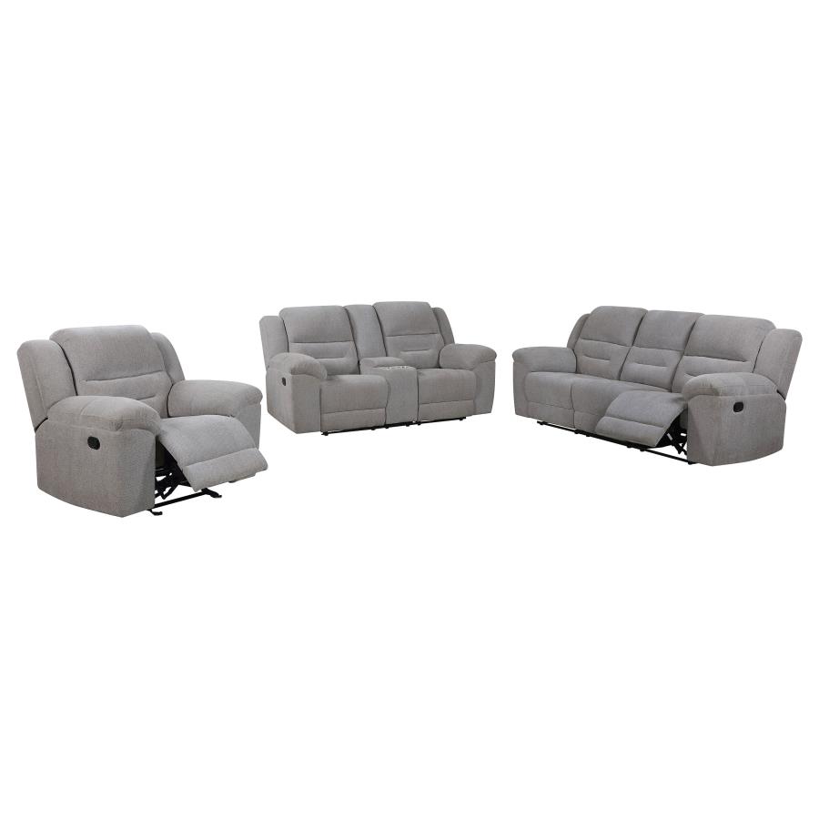 (image for) Gilson 3-piece Chenille Upholstered Sofa Set Grey