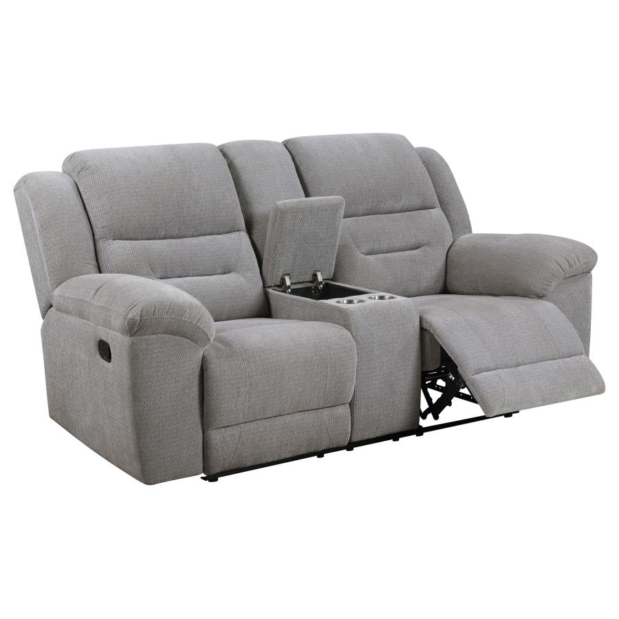 (image for) Gilson Chenille Upholstered Reclining Loveseat Grey