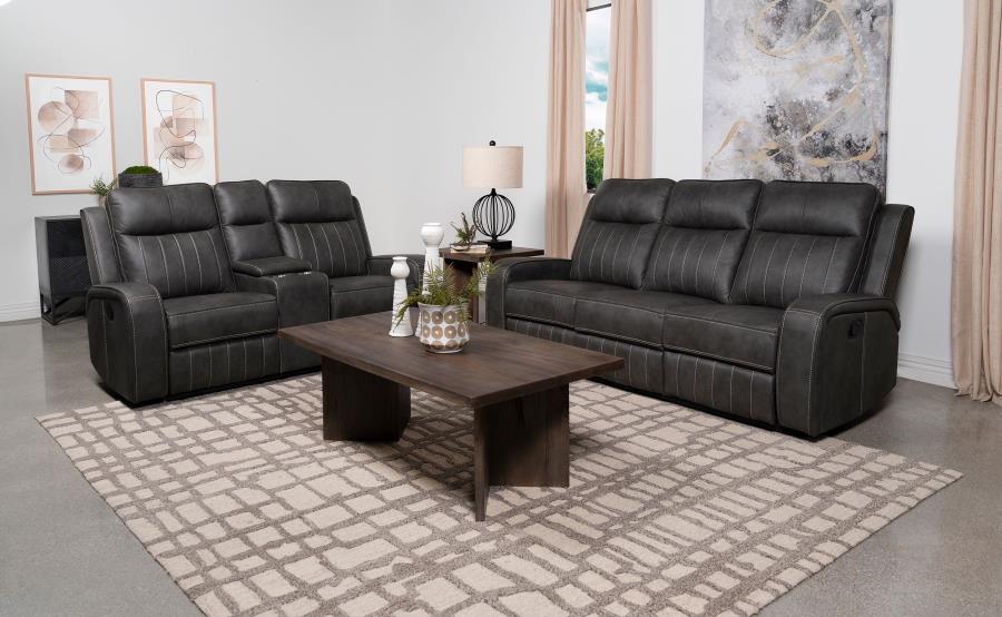 (image for) Raelynn 2-piece Upholstered Reclining Sofa Set Grey - Click Image to Close