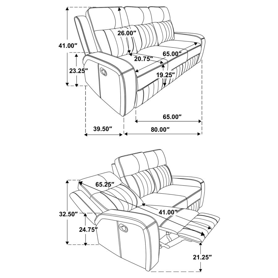 (image for) Raelynn 2-piece Upholstered Reclining Sofa Set Grey