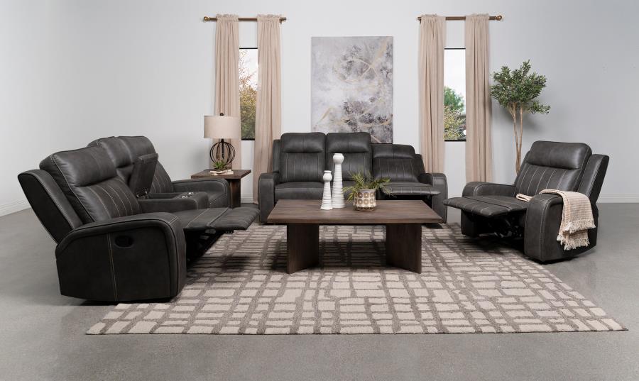 (image for) Raelynn 3-piece Upholstered Reclining Sofa Set Grey