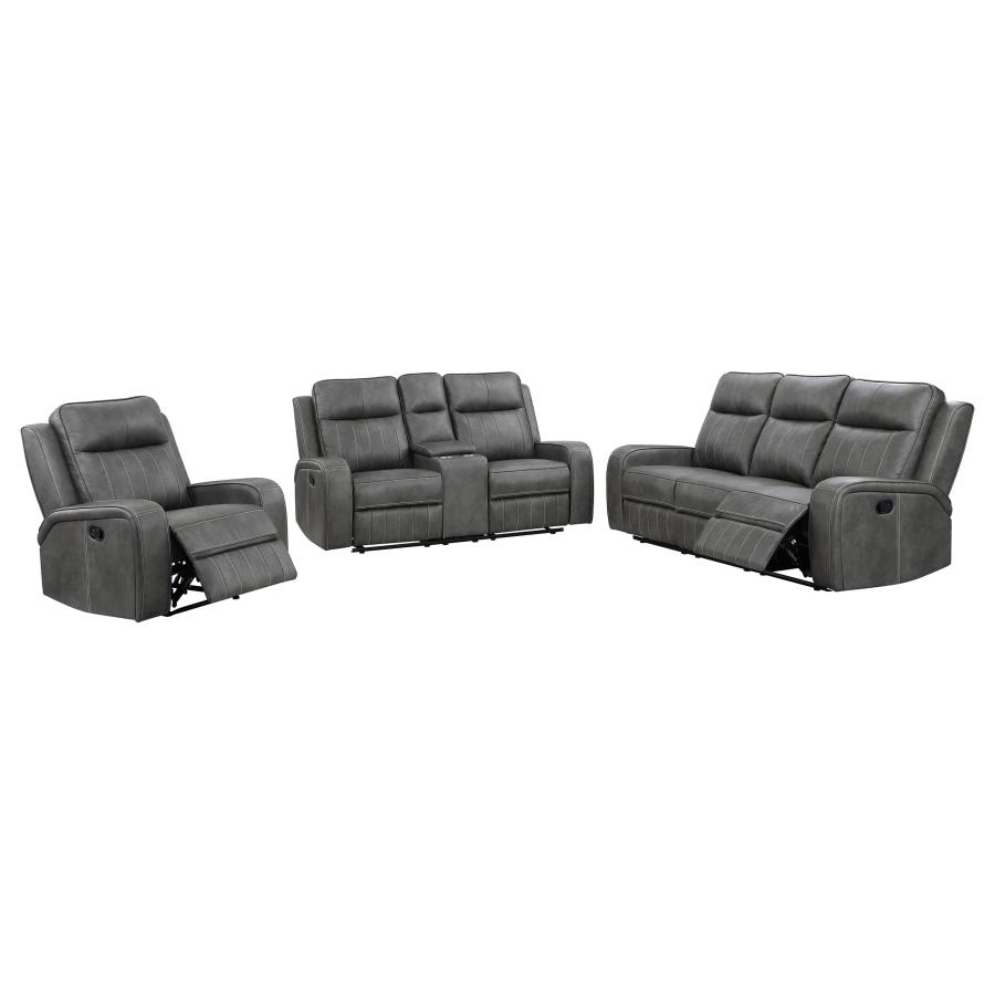 (image for) Raelynn 3-piece Upholstered Reclining Sofa Set Grey