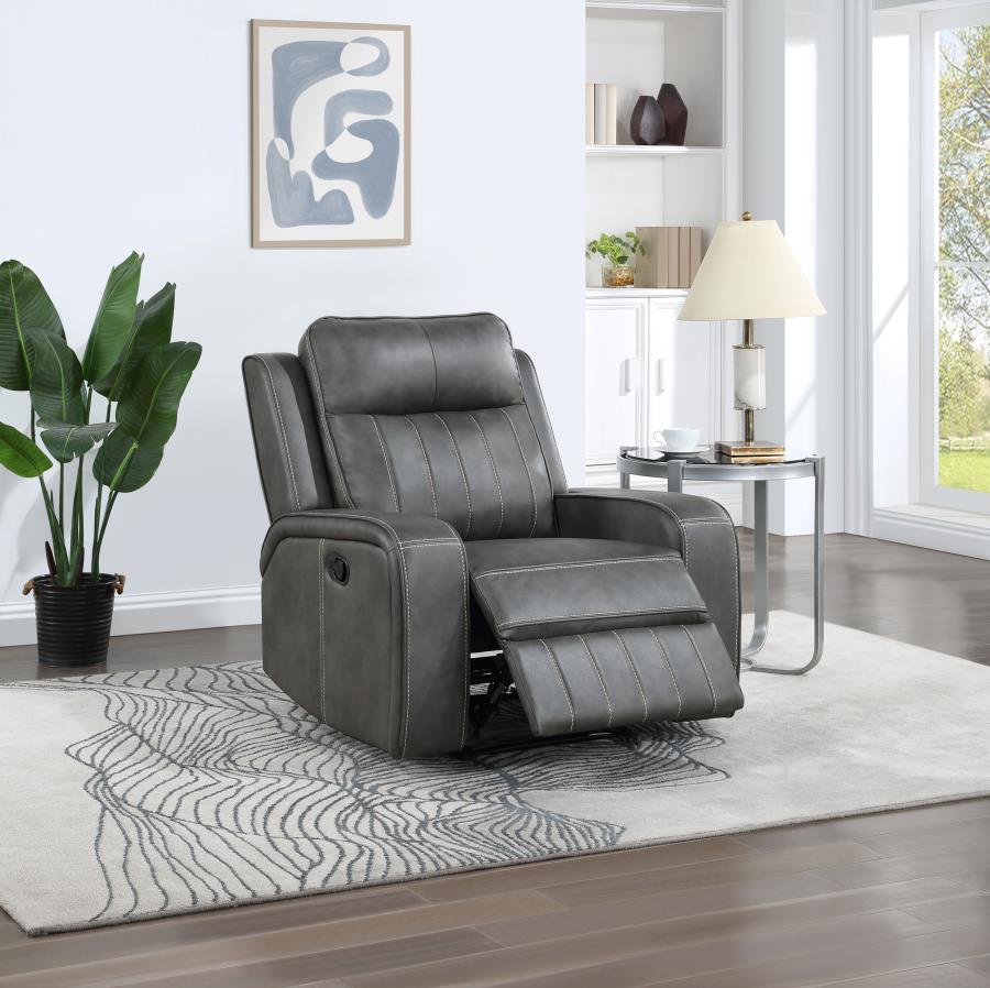 (image for) Raelynn Upholstered Track Arm Recliner Grey