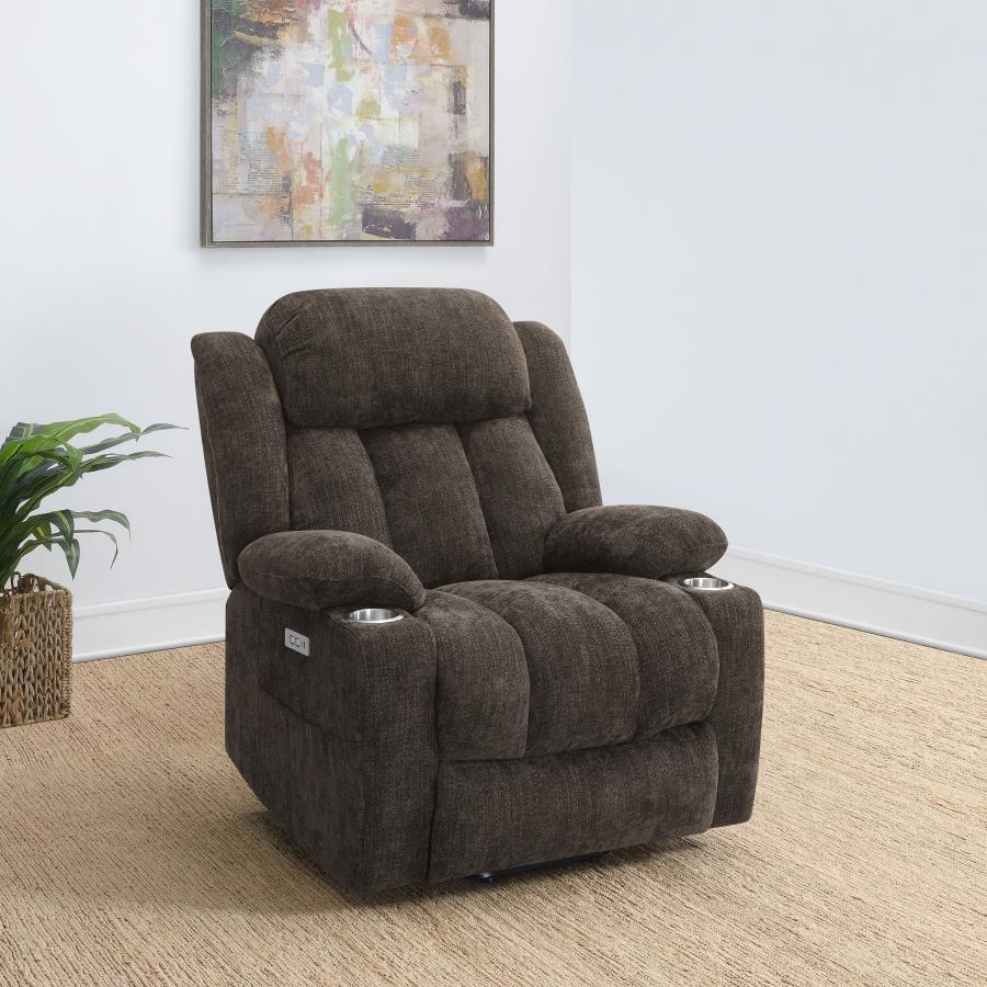 (image for) Houston Upholstered Power Lift Recliner Chair Dark Brown