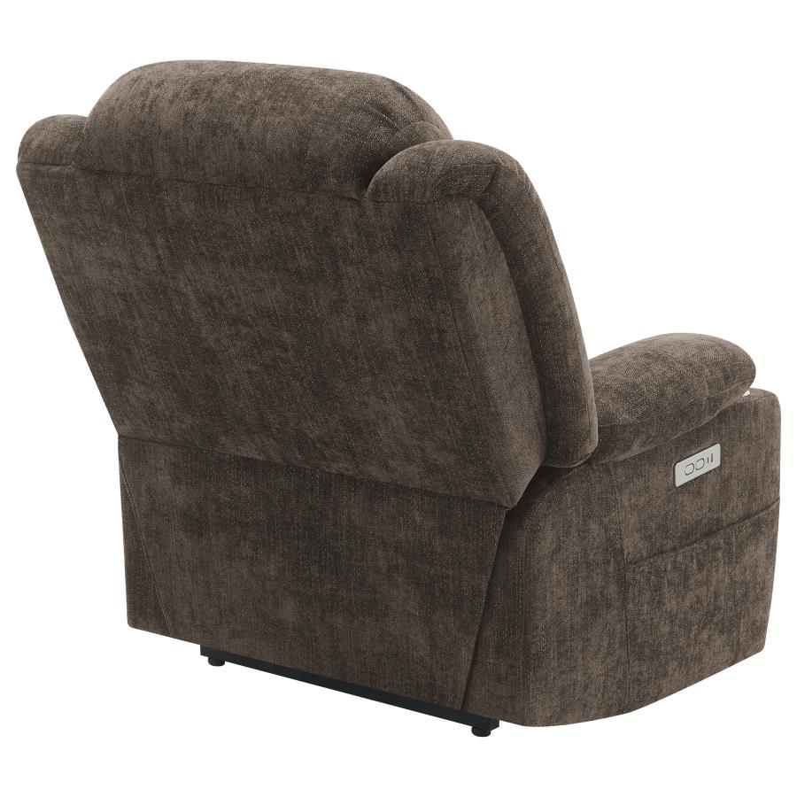 (image for) Houston Upholstered Power Lift Recliner Chair Dark Brown