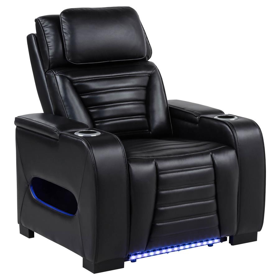 (image for) Zuma Faux Leather Upholstered Dual Power LED Recliner Black