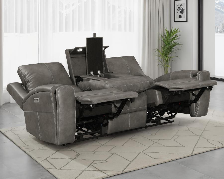 (image for) Brickston Triple Power Reclining Sofa Charcoal