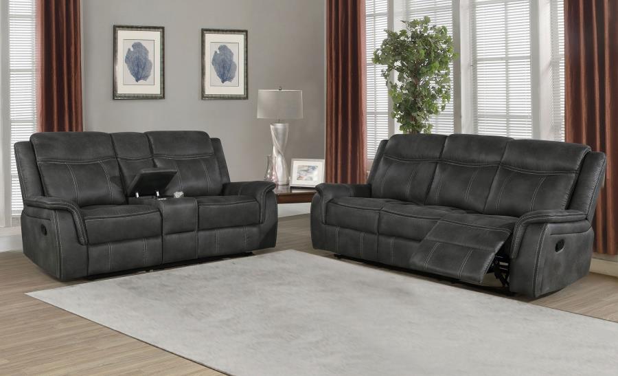 (image for) Lawrence 2-piece Upholstered Reclining Sofa Set Charcoal