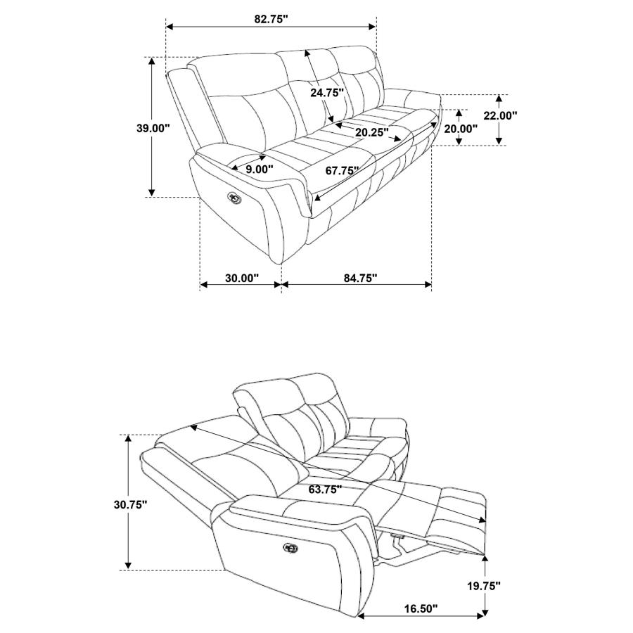 (image for) Lawrence 2-piece Upholstered Reclining Sofa Set Charcoal