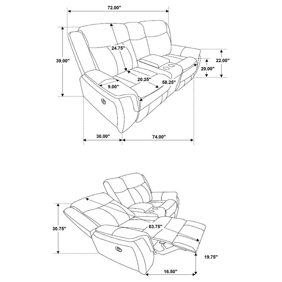 (image for) Lawrence 2-piece Upholstered Reclining Sofa Set Charcoal