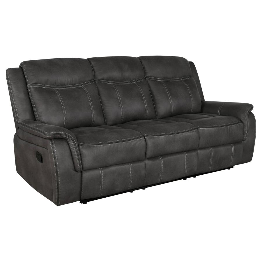 (image for) Lawrence 3-piece Upholstered Reclining Sofa Set Charcoal