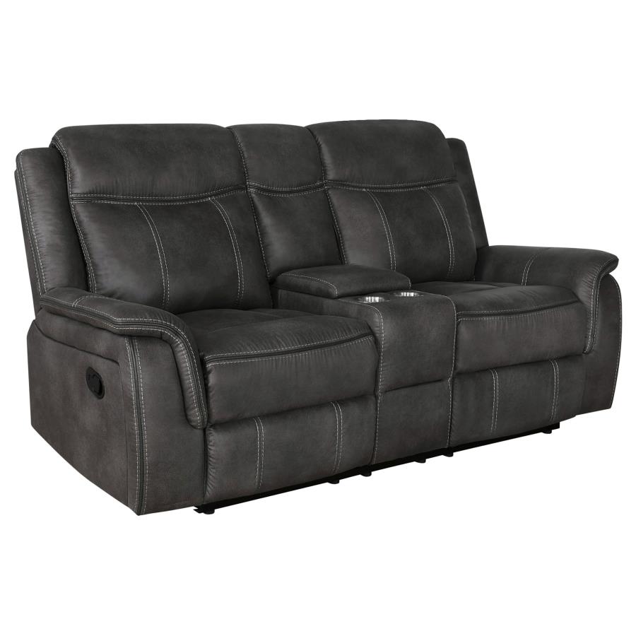 (image for) Lawrence 3-piece Upholstered Reclining Sofa Set Charcoal