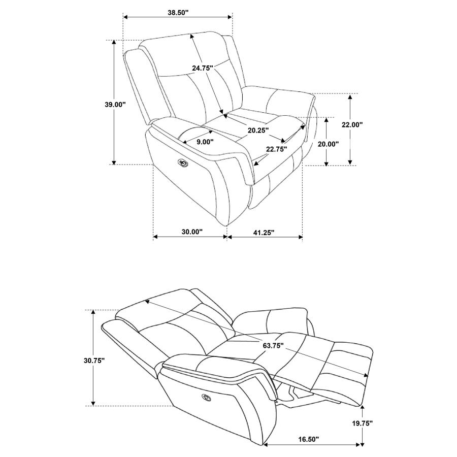 (image for) Lawrence 3-piece Upholstered Reclining Sofa Set Charcoal