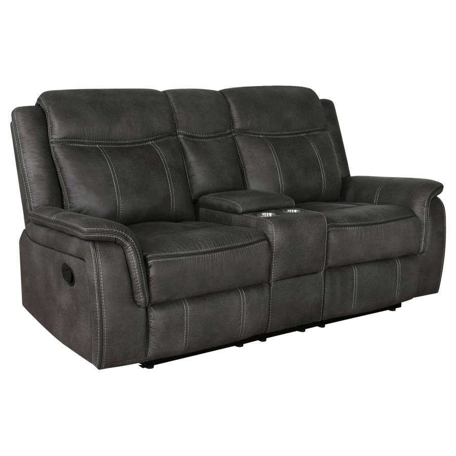 (image for) Lawrence Upholstered Padded Arm Reclining Loveseat Charcoal