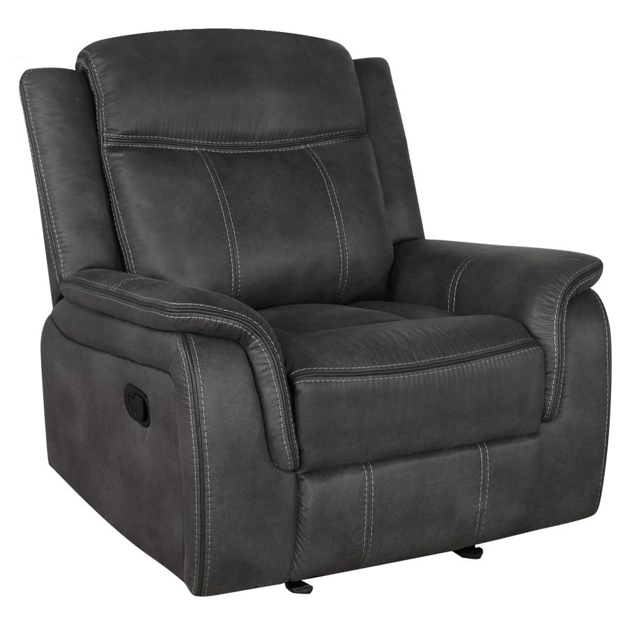 (image for) Lawrence Upholstered Padded Arm Glider Recliner Charcoal