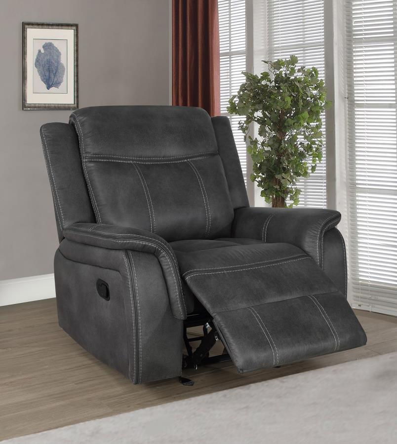 (image for) Lawrence Upholstered Padded Arm Glider Recliner Charcoal