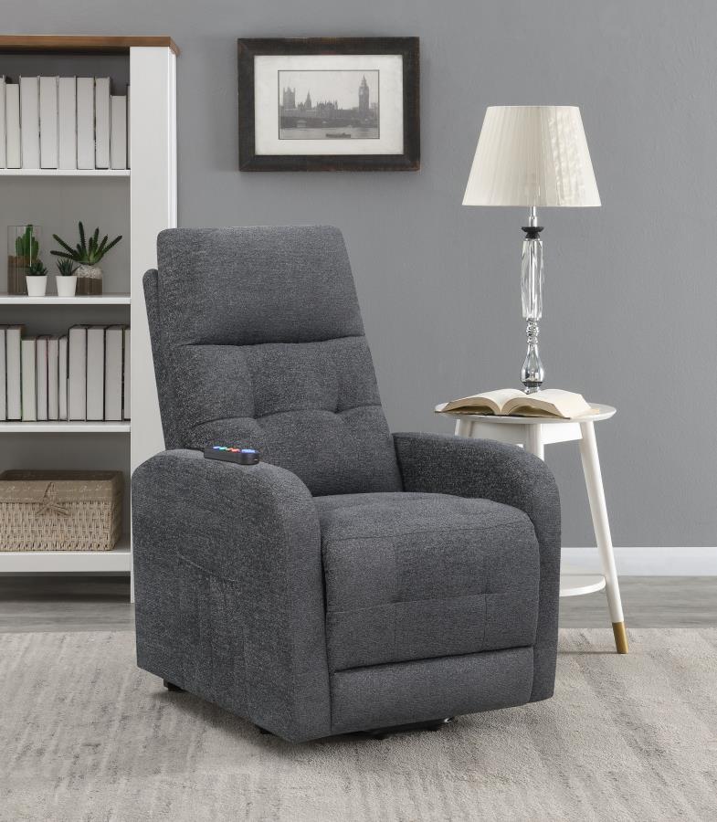 (image for) Howie Upholstered Power Lift Massage Chair Charcoal