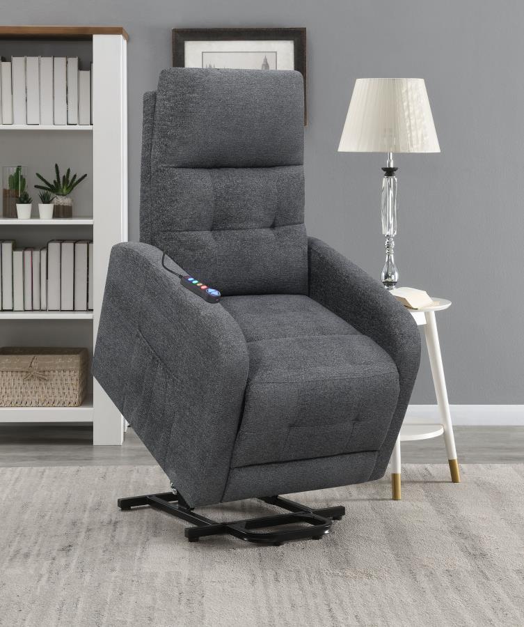 (image for) Howie Upholstered Power Lift Massage Chair Charcoal