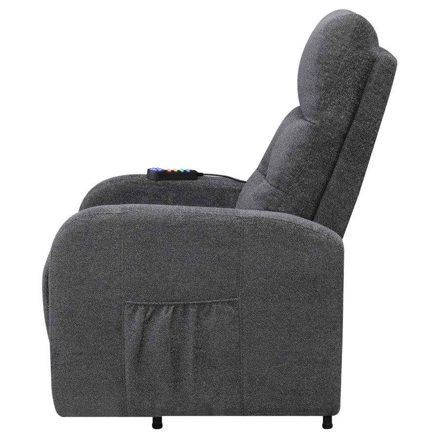 (image for) Howie Upholstered Power Lift Massage Chair Charcoal