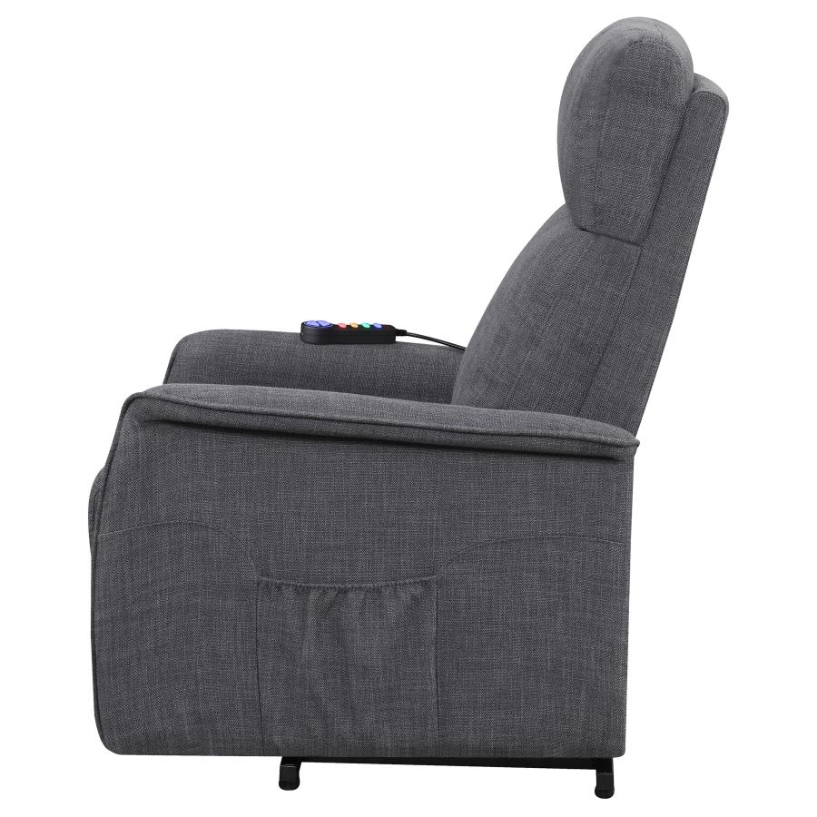 (image for) Herrera Upholstered Power Lift Massage Chair Charcoal