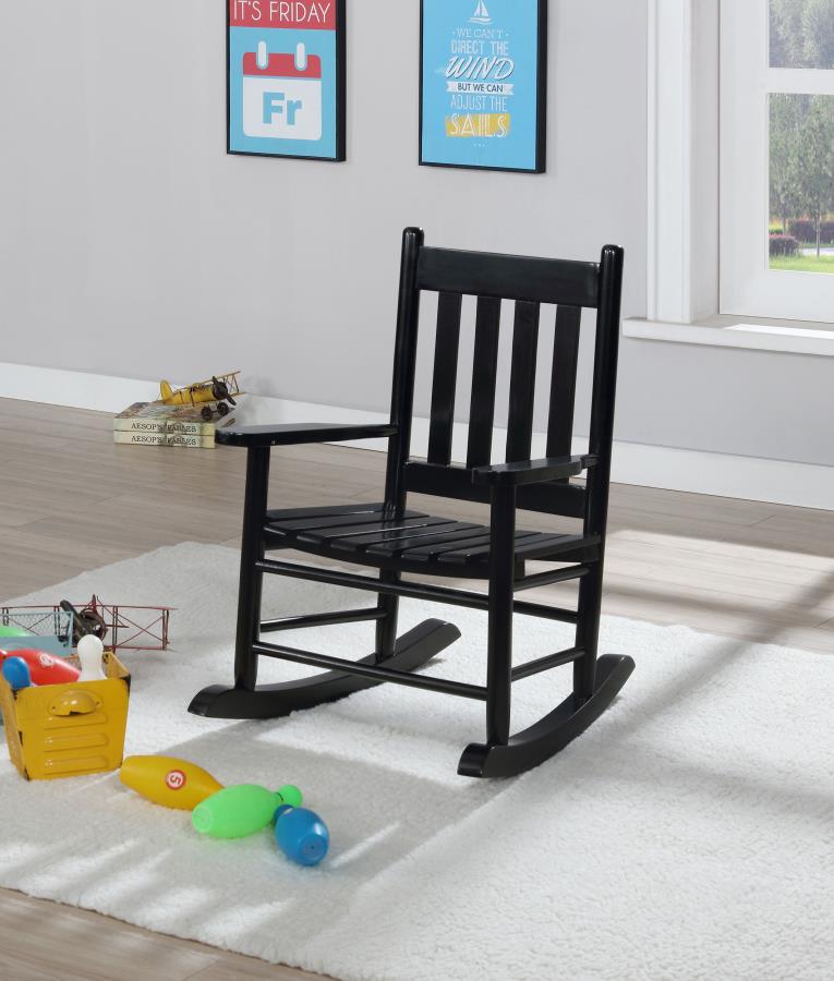 (image for) Annie Slat Back Solid Wood Kids Rocking Chair Black