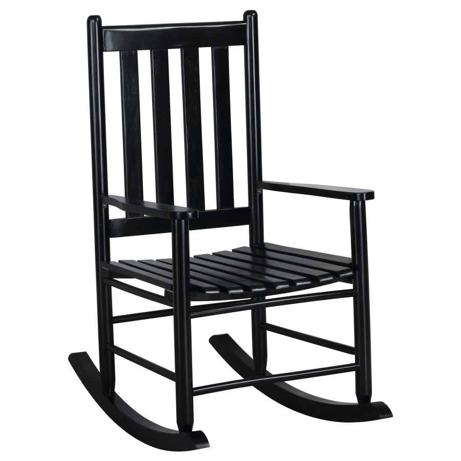 (image for) Annie Slat Back Solid Wood Rocking Chair Black - Click Image to Close