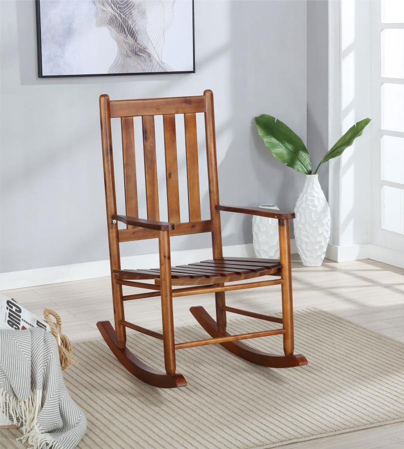 (image for) Annie Slat Back Solid Wood Rocking Chair Golden Brown