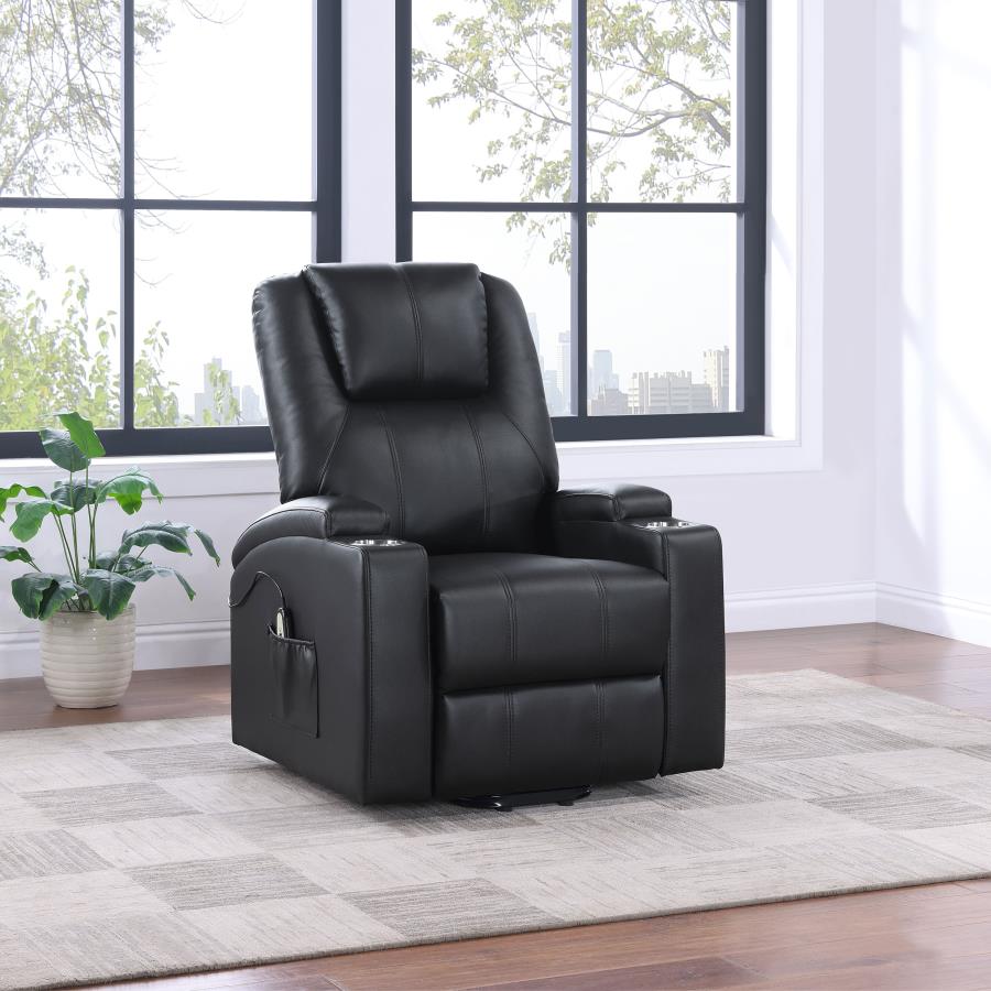 (image for) Armstrong Upholstered Power Lift Massage Recliner Black