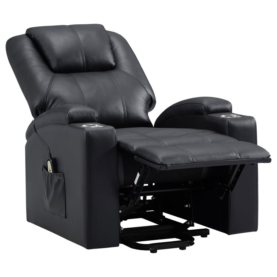 (image for) Armstrong Upholstered Power Lift Massage Recliner Black