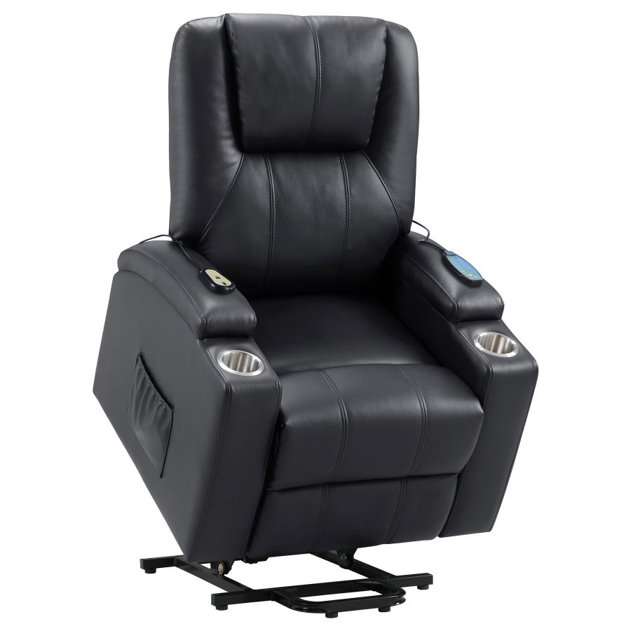 (image for) Armstrong Upholstered Power Lift Massage Recliner Black