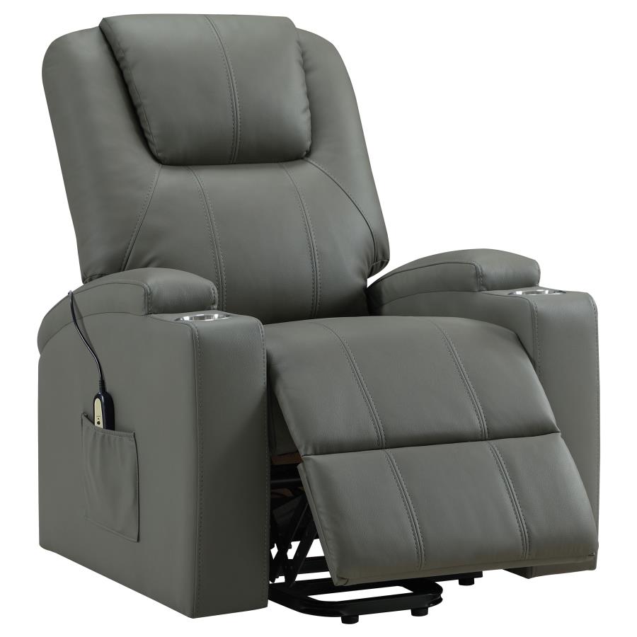 (image for) Armstrong Upholstered Power Lift Massage Recliner Grey