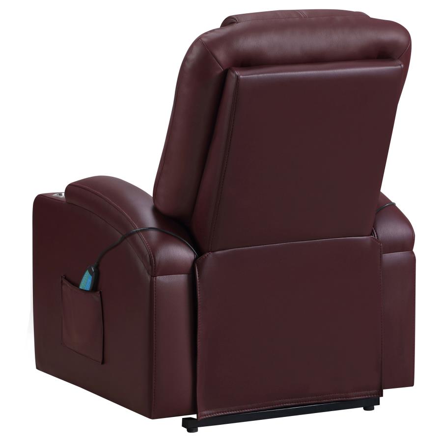 (image for) Armstrong Upholstered Power Lift Massage Recliner Wine Red